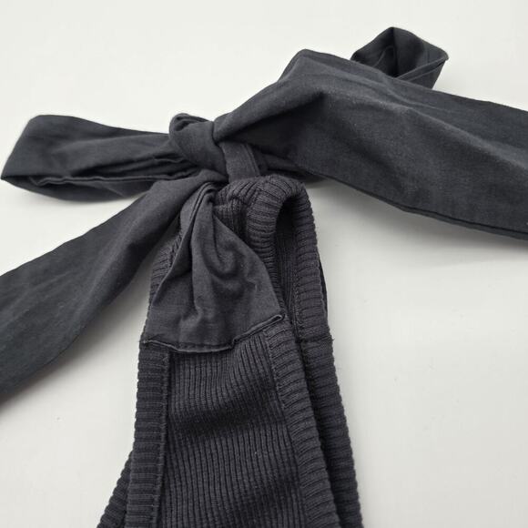 Anthropologie Top Womens Small Black Tank Bow Tie Shoulder Ribbed Maeve - Picture 2 of 12